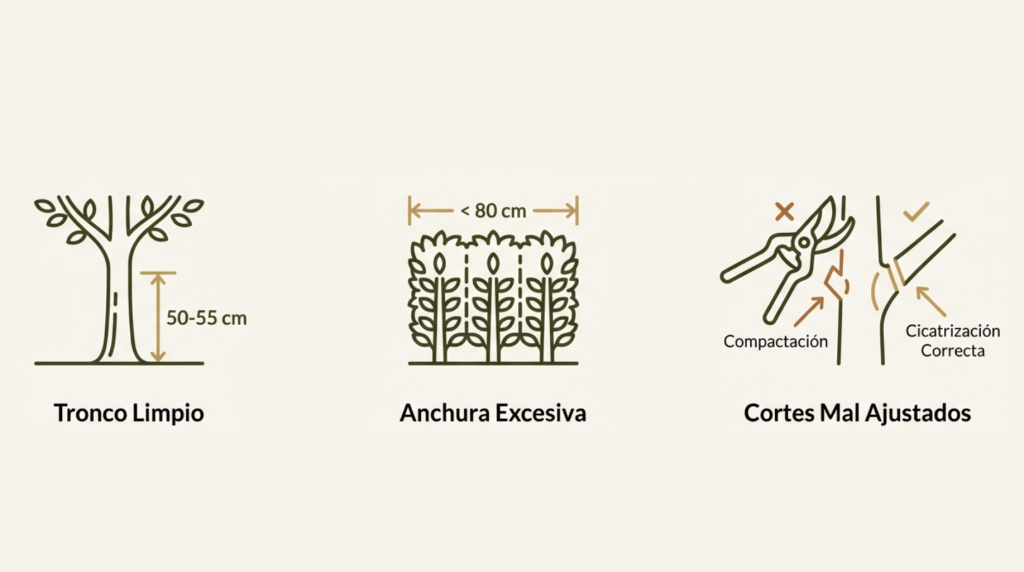 Errores poda de formación almendro en seto Errores en la poda de formación.